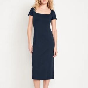 Old Navy Square Neck navy blue midi ponte dress, NWOT size S